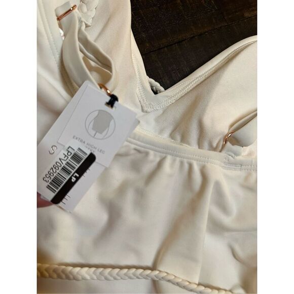 Shade and Shore White V Neck Boho Waist Tie One Piece Swimsuit Size XL - Picture 4 of 5